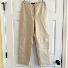 Nicola Berti Vintage 90s Italian Leather High Waisted Pants Cream Size 6 USA