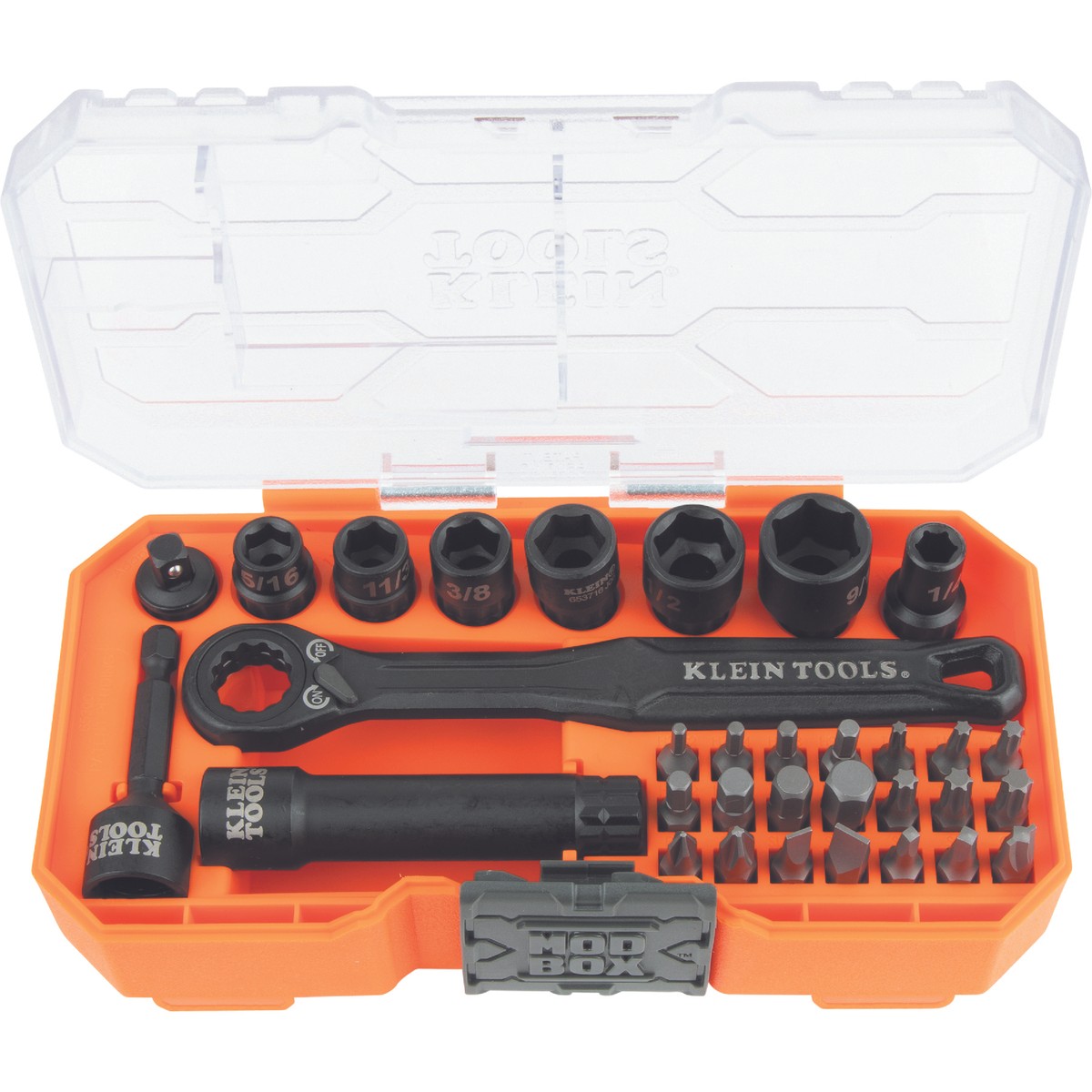 Klein Tools 65300 Impact-Rated Pass Through Socket Set, 1/4
