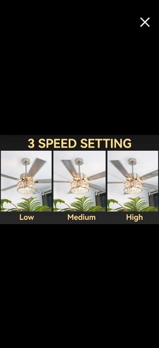 AUTELO 52 Inch Celing Fan With Remote And Lights K9Crystal - Picture 4 of 12