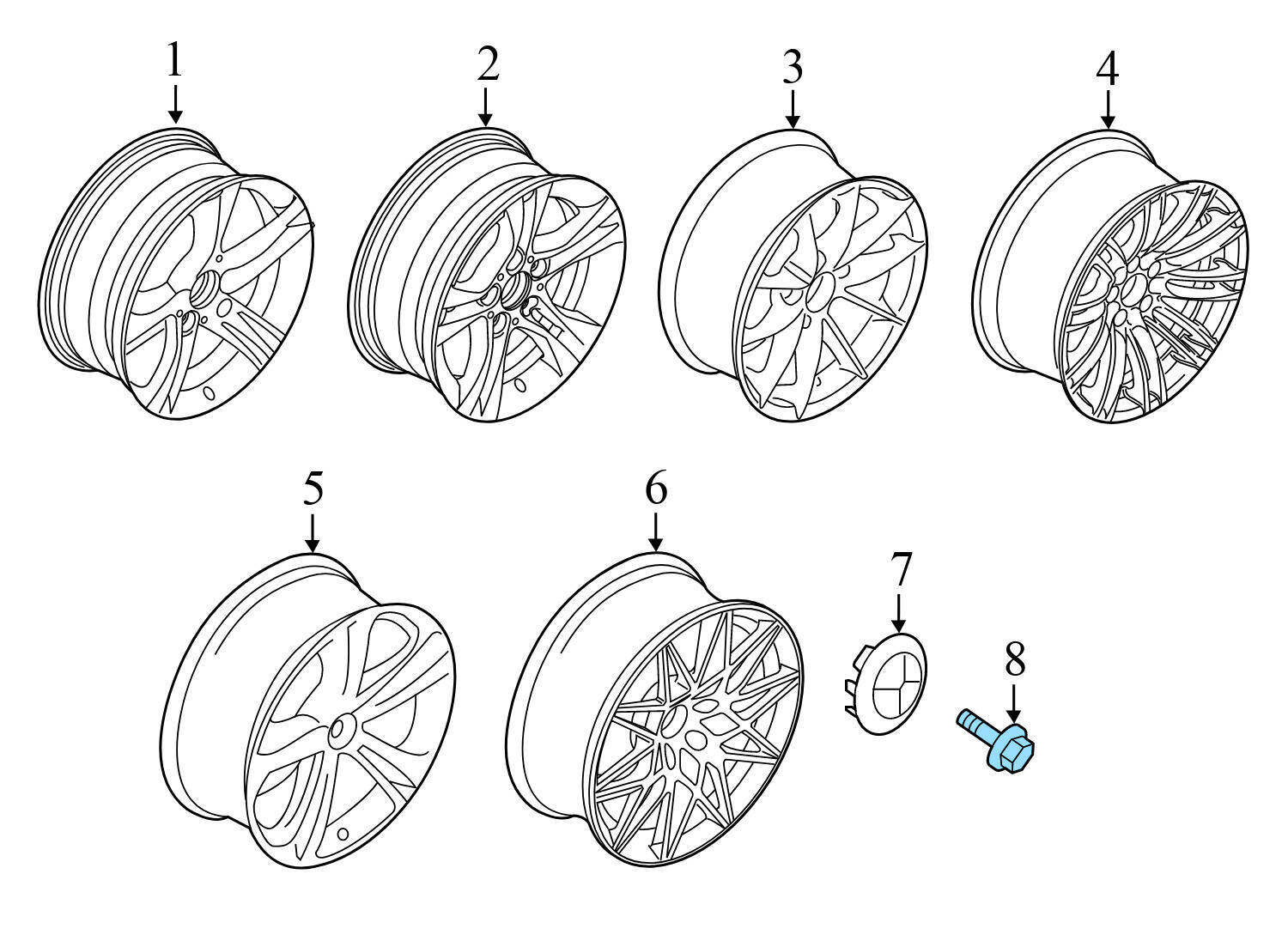 20072018 BMW X5 XDRIVE40E F15 Wheel BOLT / LUG NUT SET (5) 6781151