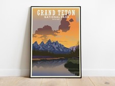 Grand Teton National Park Travel Print - Camping Trip - Home Decor