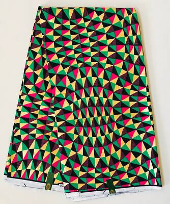 African Fabric/ Ankara - Pink, Green, Shimmer Gold 'Chimama', YARD or WHOLESALE