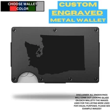 Washington Laser Engraved Onto An Aluminum Wallet