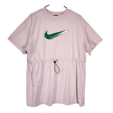 Nike Sportswear Icon Clash Pink Foam Drawstring Tunic Dress Pink Green Swoosh XL