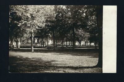 Hiawatha Kansas KS 1908 RPPC Tree Lined City Park, Gazebo, Benches - Band Shell