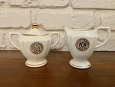 WC Bunting Vintage Cream Sugar Set Academia Batesina Condita 1864