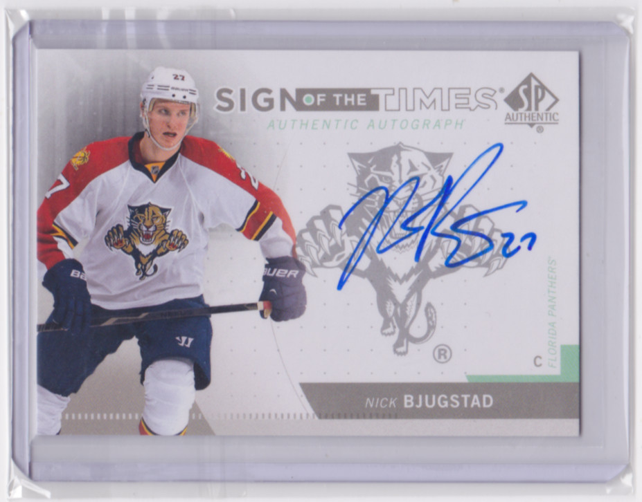 2013-14 UD SP AUTHENTIC SIGN OF THE TIMES INSERT NICK BJUGSTAD #SOT-NB PANTHERS