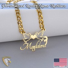 Collar con Nombre de Pájaros de Amor Personalizado con Corazón Placa de Identificación Personalizada Colgante - EE. UU.