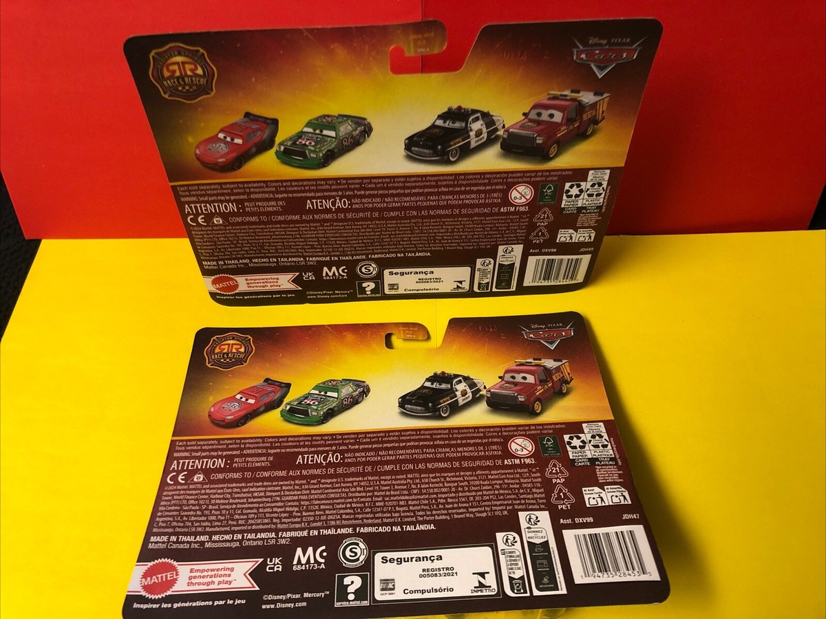 2025 Pixar Cars Race And Rescue SHERIFF+ ADAM ROADRIGUEZ + McQueen