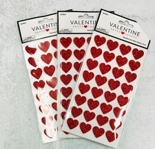 3 pks Red Glitter Foam Hearts Valentine's Day Stickers Planner Papercraft Crafts