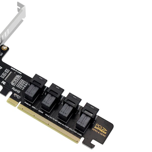 Karta rozszerzeń PCIE4.0 U2, PCIe X16 do 4 NVME U.2 SSD SFF-8643 Pcie Split Card - Zdjęcie 2 z 4