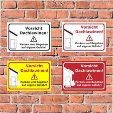 Schild - Vorsicht Dachlawinen Lawinen Schnee Dach Gefahr - 4 Gr&ouml;&szlig;en