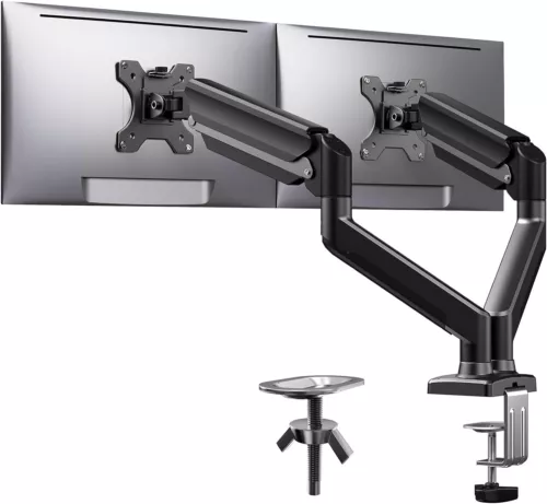Dual Monitor Mount up to 32 in Screen Max 22 lbs Each Arm Gas Spring, Adjustable