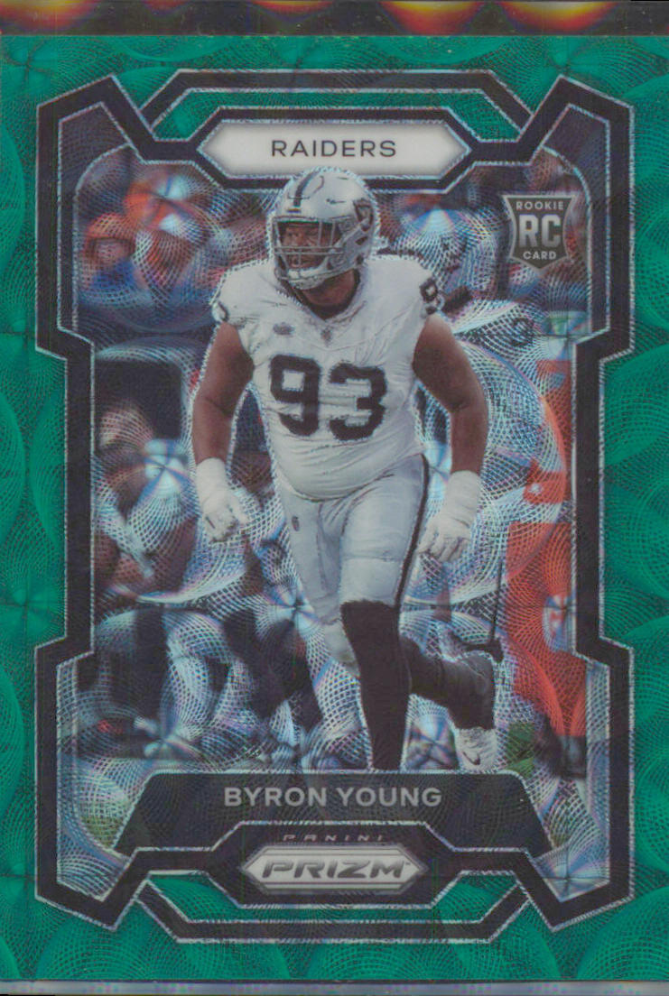 2023 Panini Prizm #355 Byron Young GREEN SCOPE ROOKIE #/75  Las Vegas Raiders