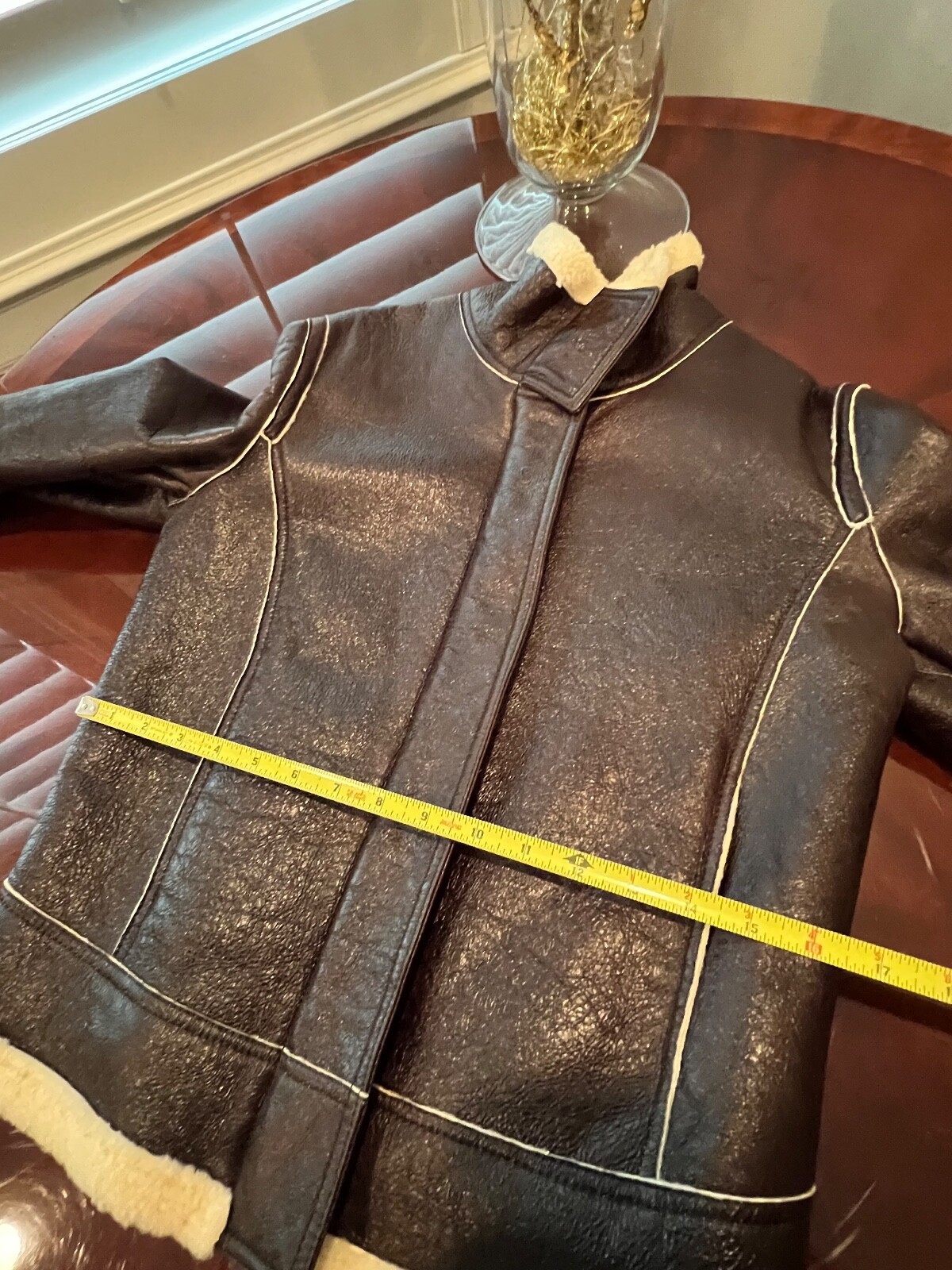 BURBERRY LONDON VINTAGE LEATHER / SHERPA ZIP JACKET SIZE 8 image 4