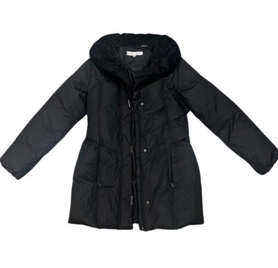 Larry Levine Down Puffer Black Collared Women’s Coat Size Small