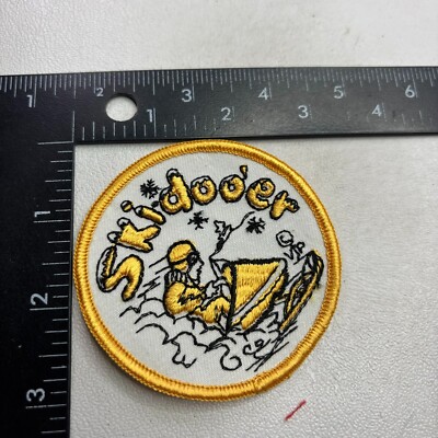 Vtg c 1980s SKI-DOO'ER SKI DOO YELLOW SNOMOBILE Patch (Company Advertising) 54ap