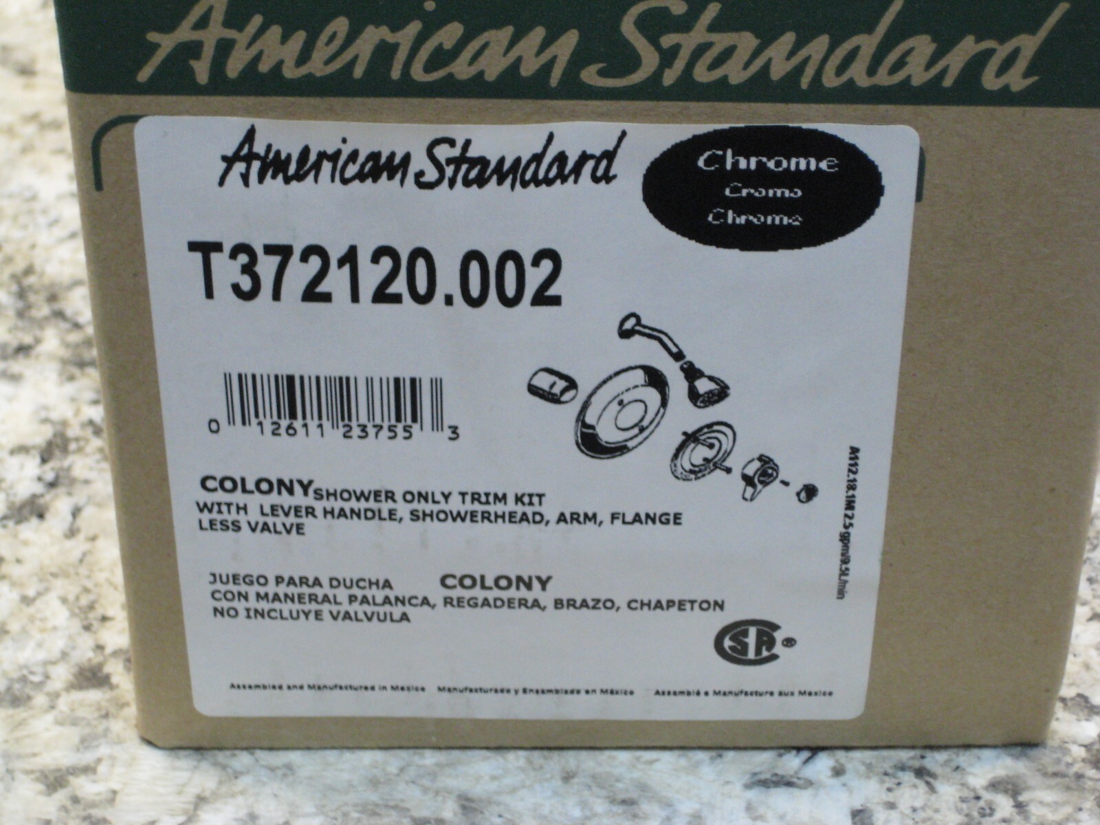 American Standard Colony Shower Only Chrome Trim Kit T372120.002 New in