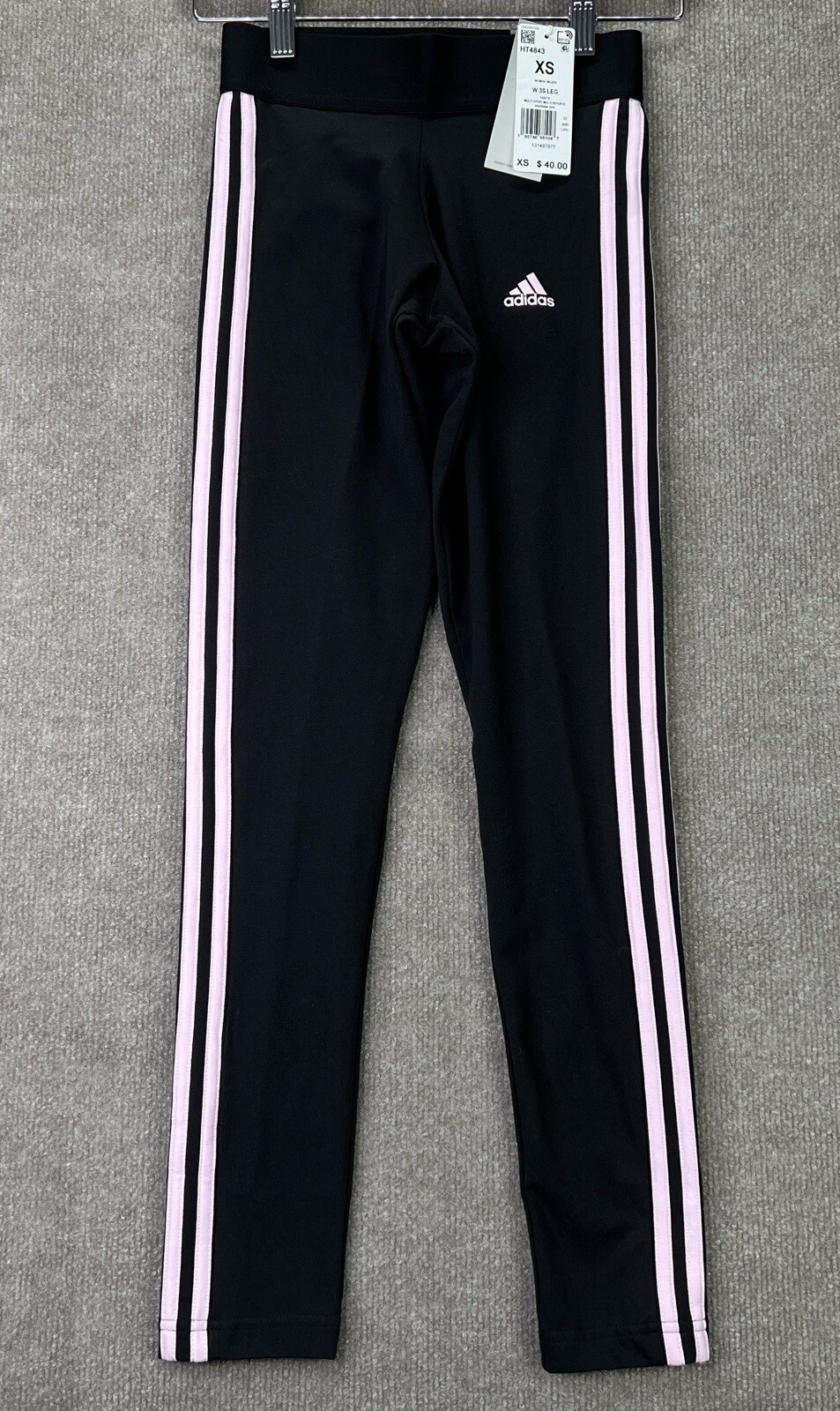 Adidas Tights Womens Size XS Black Pink 3 Stripe Multi Sport HT4843 NWT $40