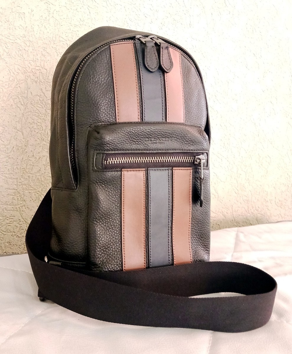 Coach 3180 Moto West Pack Black & Tan Leather W/Varsity  display picture 2