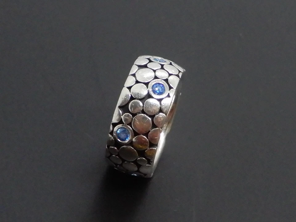 Pandora Sterling Silver Band Ring with Blue Cubic Zirconia 925 ALE - Image 2 of 4