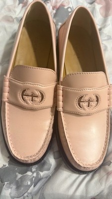 Gucci Interlocking G Leather Loafers in Pastel Pink