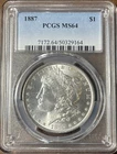 1887 Morgan Silver Dollar PCGS MS64