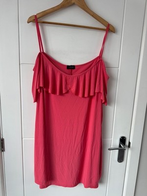 Yours London Coral Cold Shoulder Frill Tunic Top UK 28-30 XXXL Plus Size B99