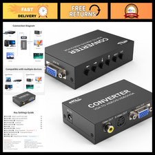 VGA to AV Adapter Converter Box - VGA Input to RCA S-Video Output for TV/Project