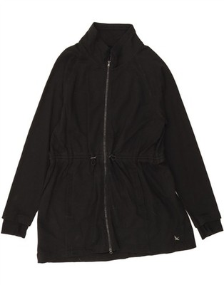 EDDIE BAUER Damen Windbreaker Mantel UK 18 XL Schwarz Baumwolle DL73
