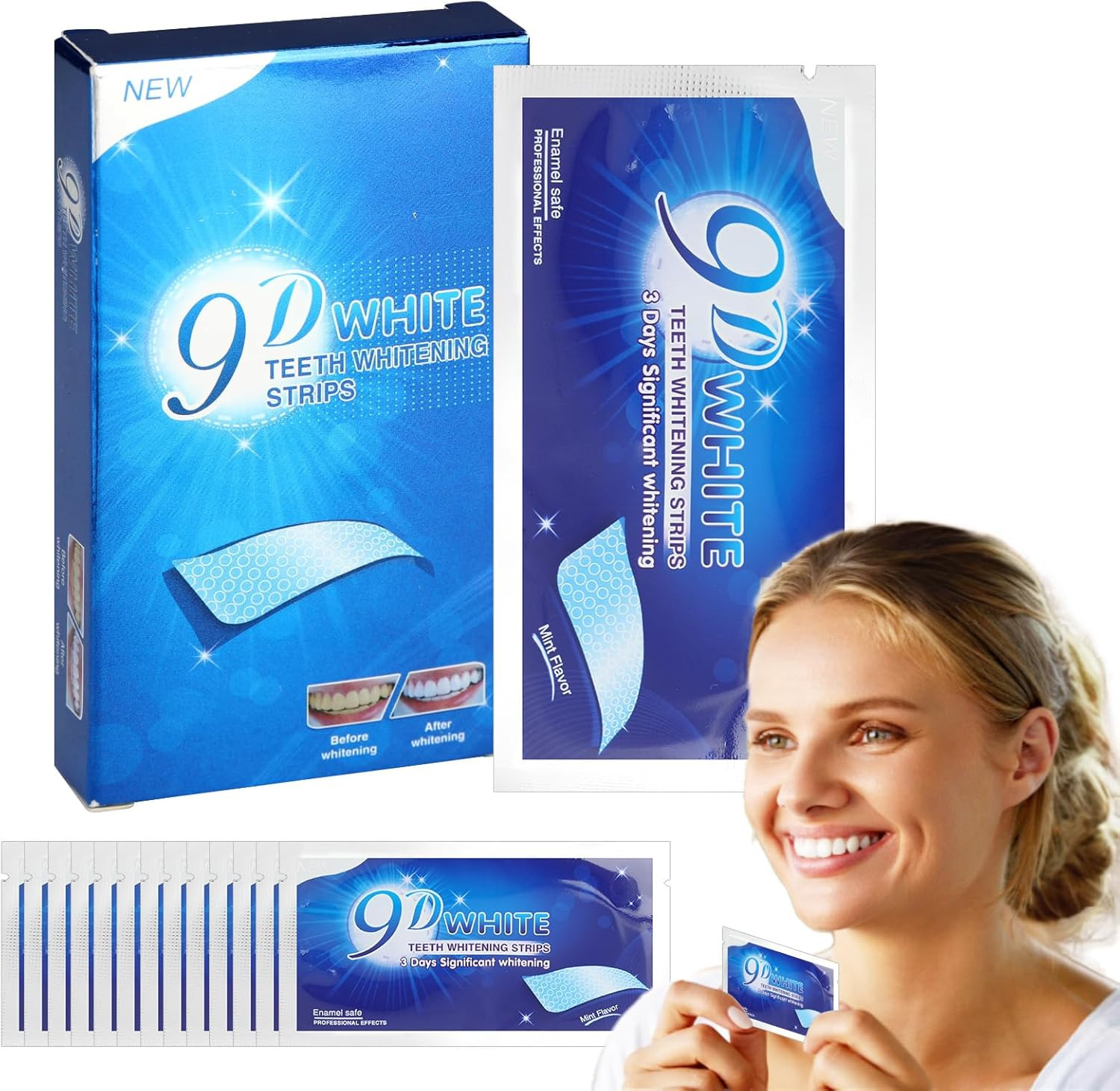 28Pcs Teeth Whitening Strips Professional Stain Removal Enamel Safe Non-Sensitiv