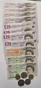 £185 GBP Pound FV (Face Value) Great Britain Coin & Banknote Lot