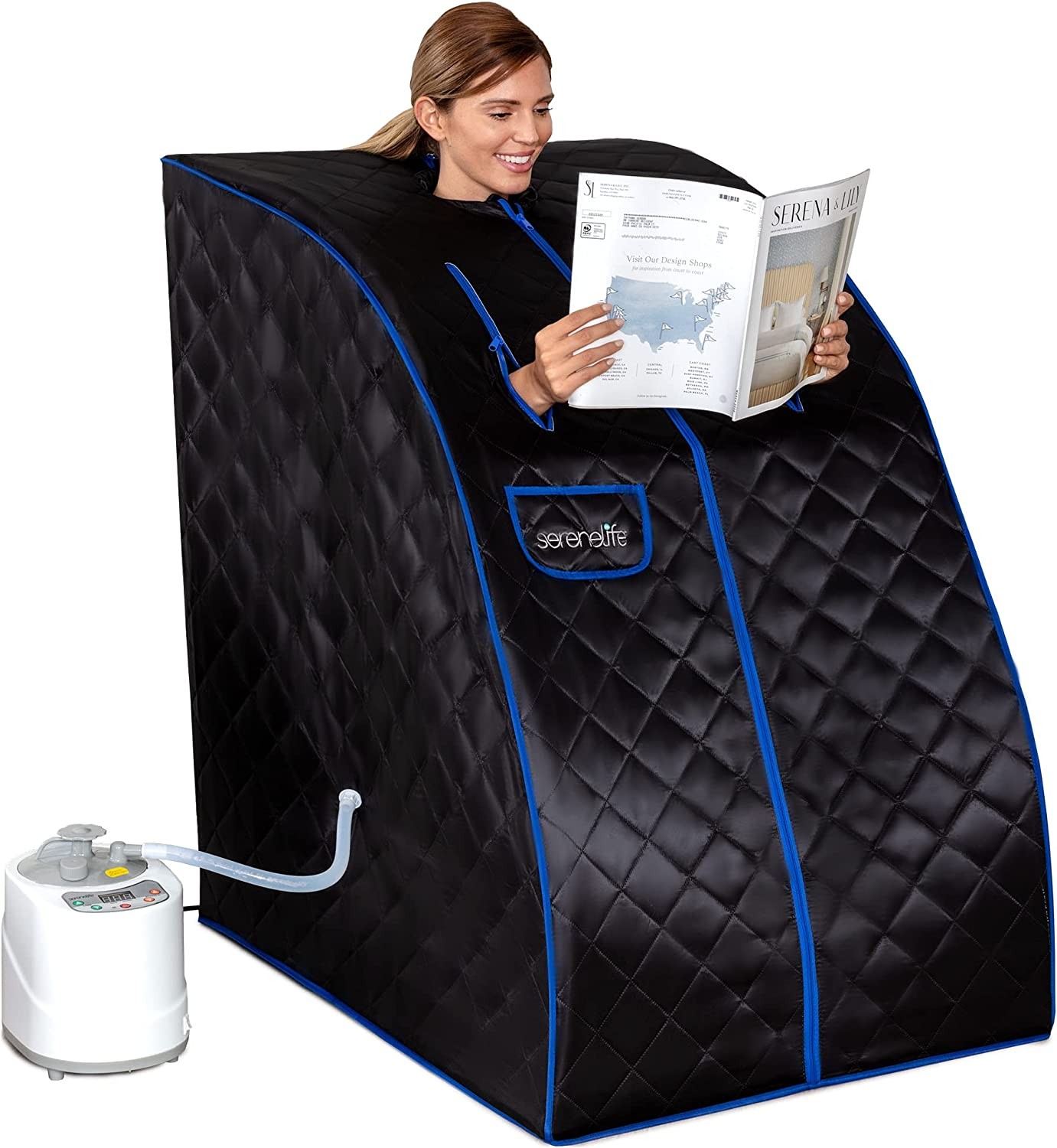 SereneLife SLISAU60BK Portable Steam Sauna Black