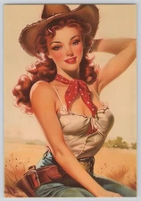 Cowgirl Red Scarf New 4x6 Image Card Blank Back 2025