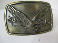 Vintage Brass Belt Buckle with Flying American Eagle Flying Western Biker