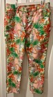 DG2 Diane Gilman Tigerlily Flower Jeans 10 P Stretch Pants Orange Floral Chains — photo 5