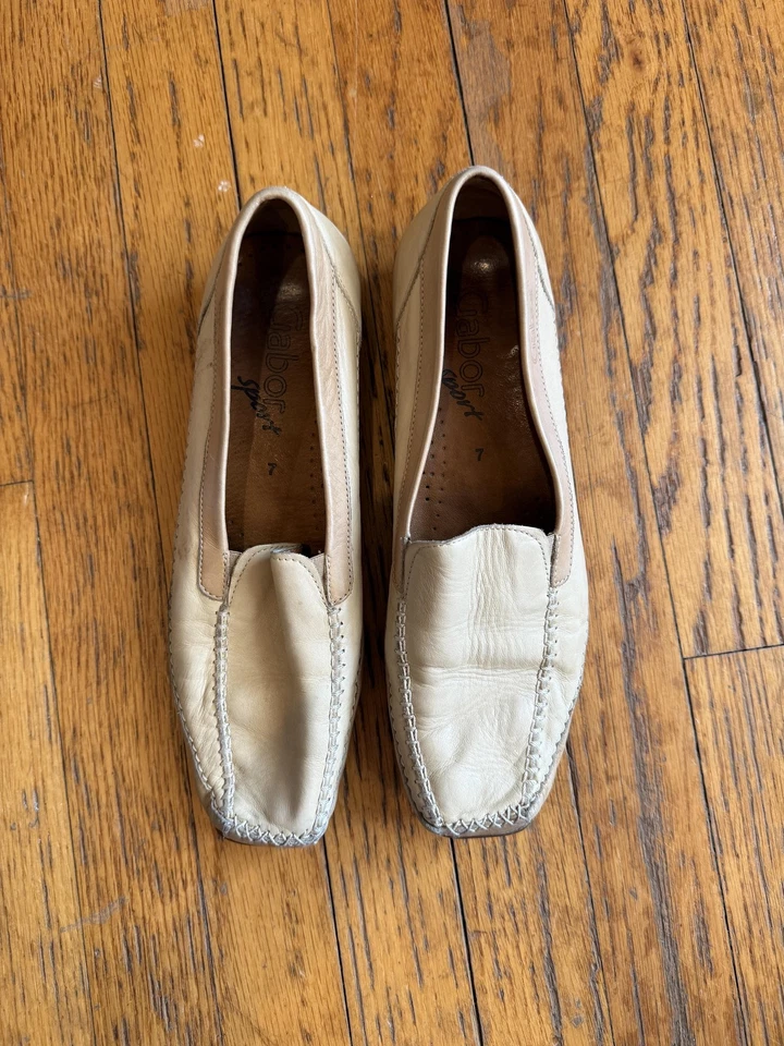 Zapatos mocasines deportivos Gabor para mujer talla 7 beige cuero sin usar, puntera sin cordones 360688 Foto 2 de 4