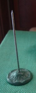 Antique Ornate Cast Iron / Steel Desk Paper / Receipt Spike Painted Green 5 1/4"