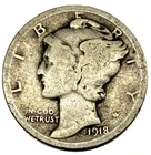 1918 D Mercury Dime circulated 90% Silver Good 10c US Coin Better Date - 4336