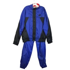 VTG Nike Tracksuit Set Blue Black Red Windbreaker Jacket Pants 90s Mens L Lined