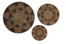 Rattan Plate Home Wall Decor Woven Basket Wall Sculpture, Set of 3 Wall Art 2...
