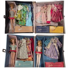Vtg 50s 1960s Barbie LOT Midge Bubble TNT Ponytail Dolls Case Accessories Clothe