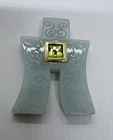 Pretty Jade Jadeite 14k Yellow Gold Peridot Carved Pendant 14Grams — photo 1