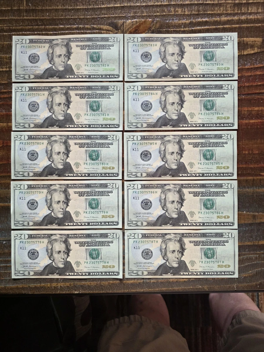 Uncirculated Uncertified $20 US Federal Reserve Small Notes for