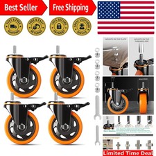 4-Inch Threaded Stem Casters - 2200 lbs, Smooth Rolling Heavy-Duty Set of 4