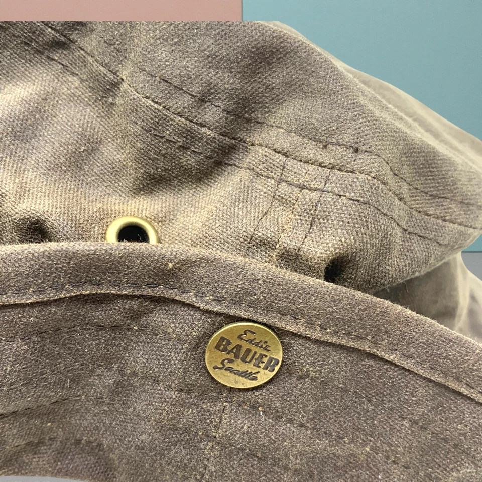 Sombrero Eddie Bauer Algodón Encerado Outback Boonie L/XL Marrón Oliva Vintage Explorer Foto 3 de 4