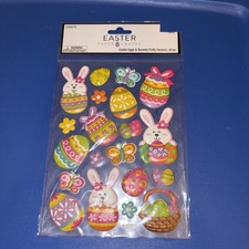Paper Craft Easter Eggs  Bunnies Puffy Stickers-20 Pc-New