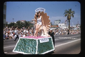 1950's Red Border 35mm Slide Beauty Pageant Parade Miss Universe? Pennsylvania