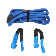 Blue Kinetic Recovery Rope 1" x 30‘ Stretch Nylon Towing Ropes W/ Soft Shackles