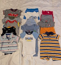 Bundle 15 Pieces Baby Boy Sz 0- 3 Mo. Gently Used Spring And Summer Clothing